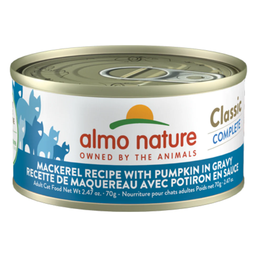 Almo Nature Classic Complete Mackerel Recipe with Pumpkin in Gravy Wet Cat Food 70g