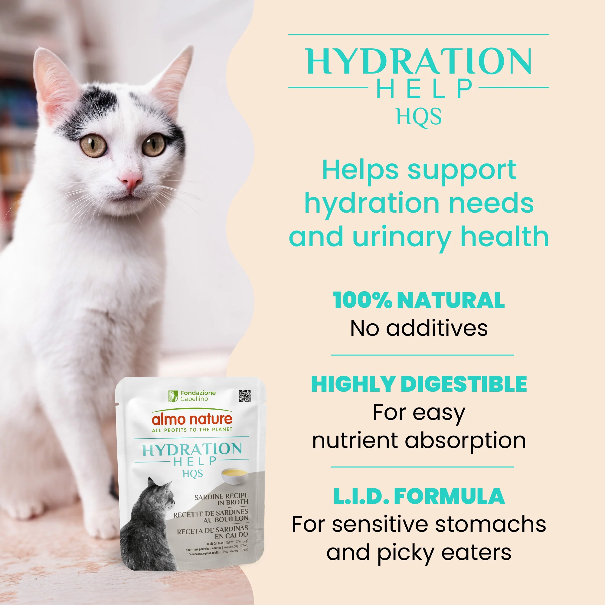 Almo Nature Hydration Help HQS Sardine Recipe in Broth Cat Food 50g - Image 3