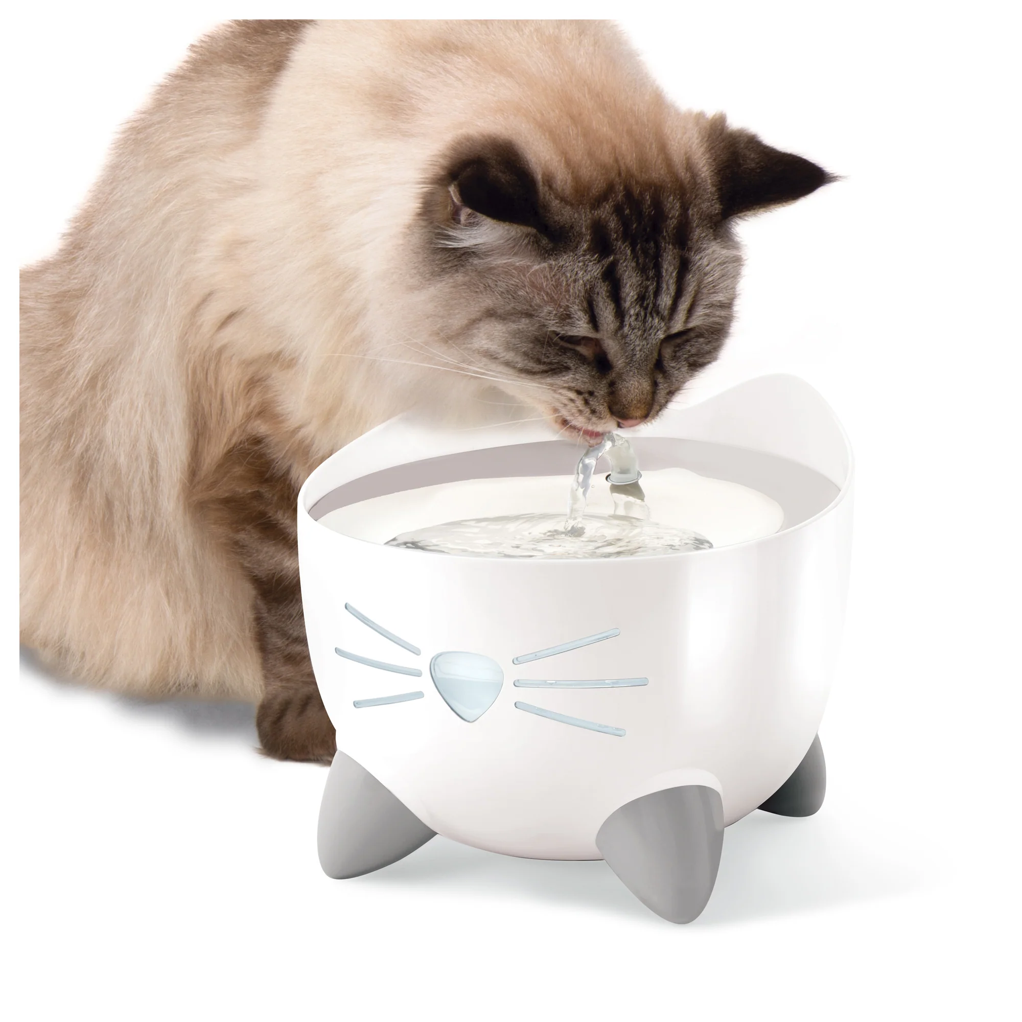 Catit Pixi Fountain - White with Stainless Steel Top - 2.5 L - Image 2