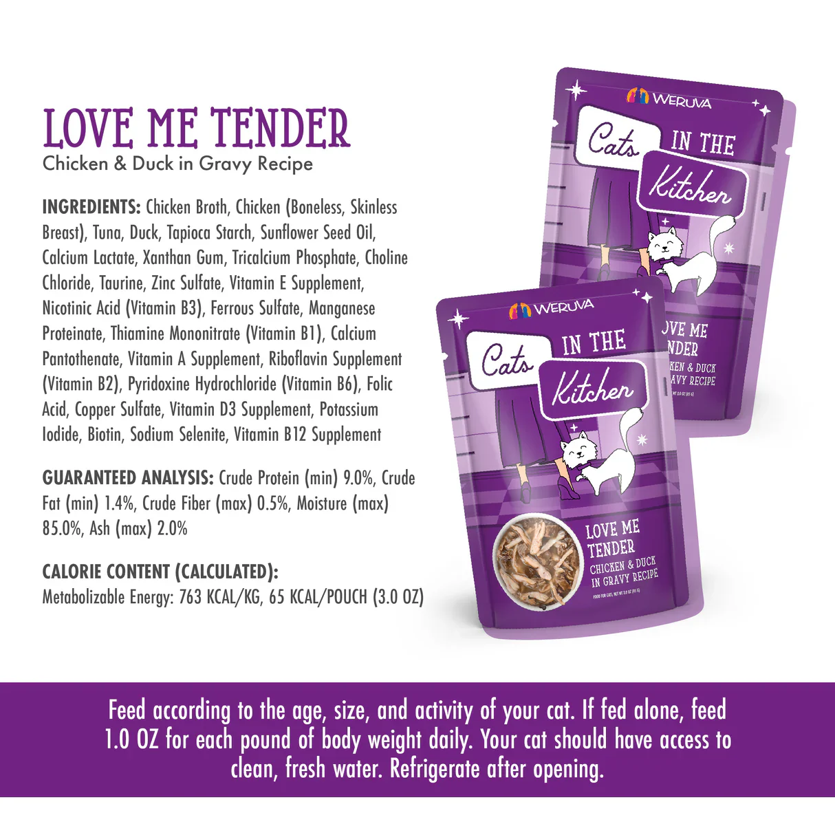 Weruva Cats in the Kitchen Love Me Tender Wet Cat Food Pouch 85g - Image 3