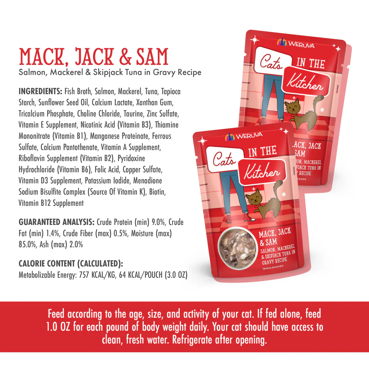 Weruva Cats in the Kitchen Mack, Jack & Sam Wet Cat Food Pouch 85g - Image 3