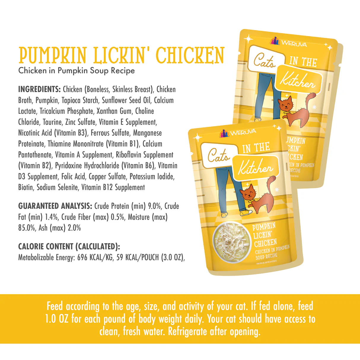 Weruva Cats in the Kitchen Pumpkin Lickin' Chicken Wet Cat Food Pouch 85g - Image 3