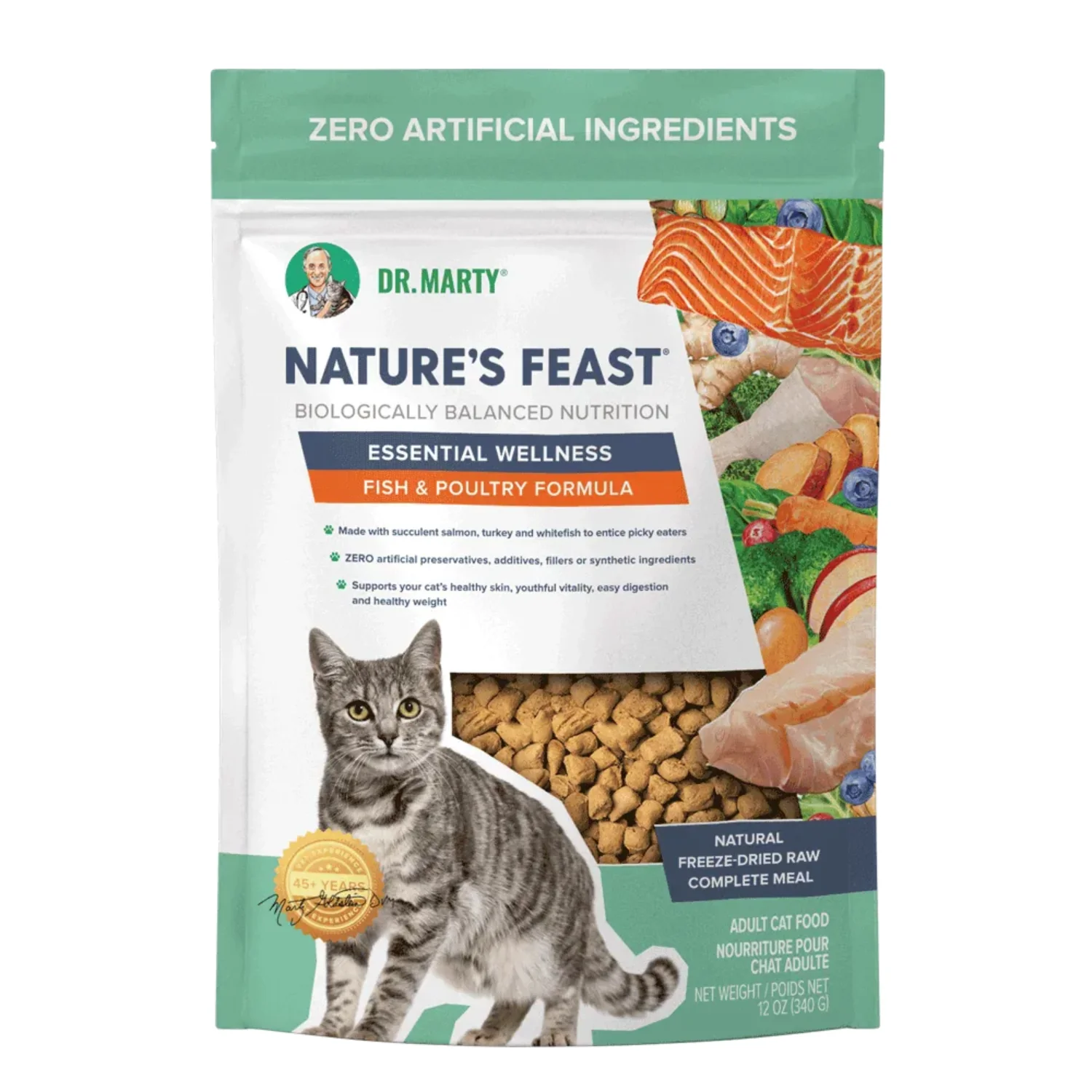 Dr. Marty Nature's Feast Essential Wellness Fish & Poultry Freeze Dried Raw Cat Food