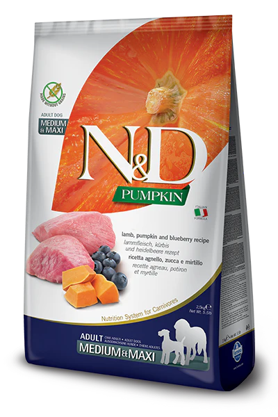 Farmina N&D Dog Food - Lamb Pumpkin & Blueberry Medium & Maxi
