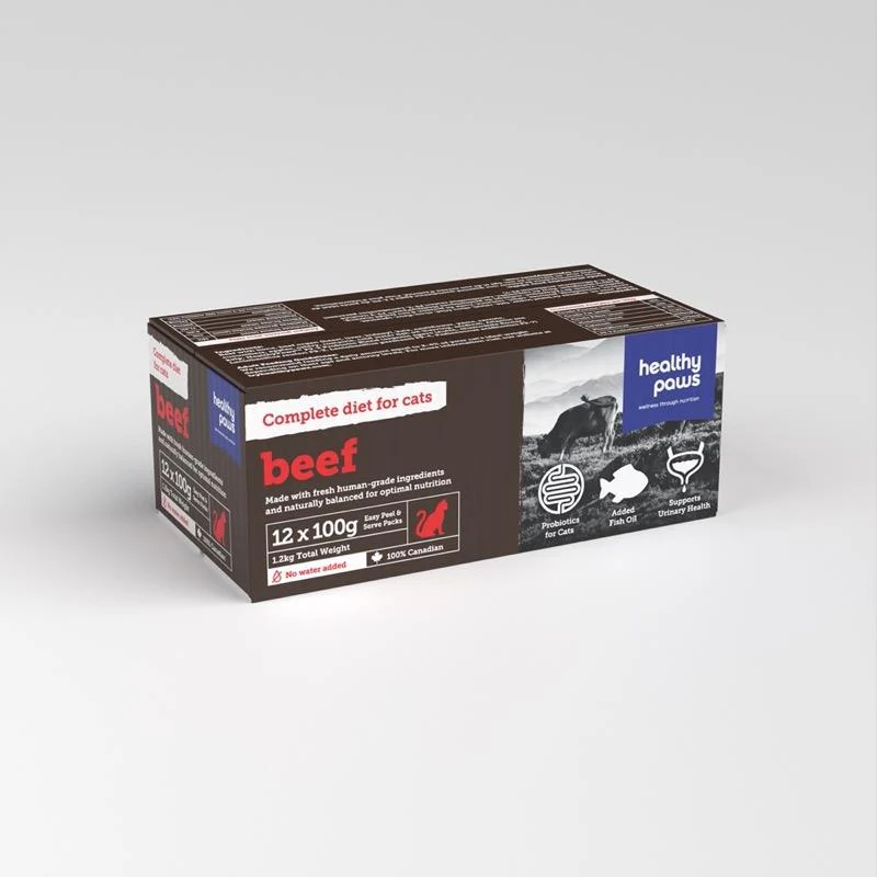 Healthy Paws Complete Beef Dinner for Cats - 12 x 100g
