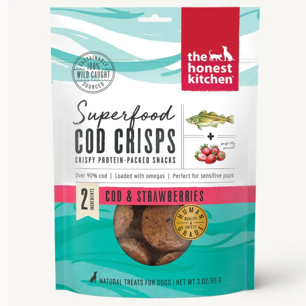 HonestKitchen Dog Superfood Cod Crisps w/ Strawberry-3 oz