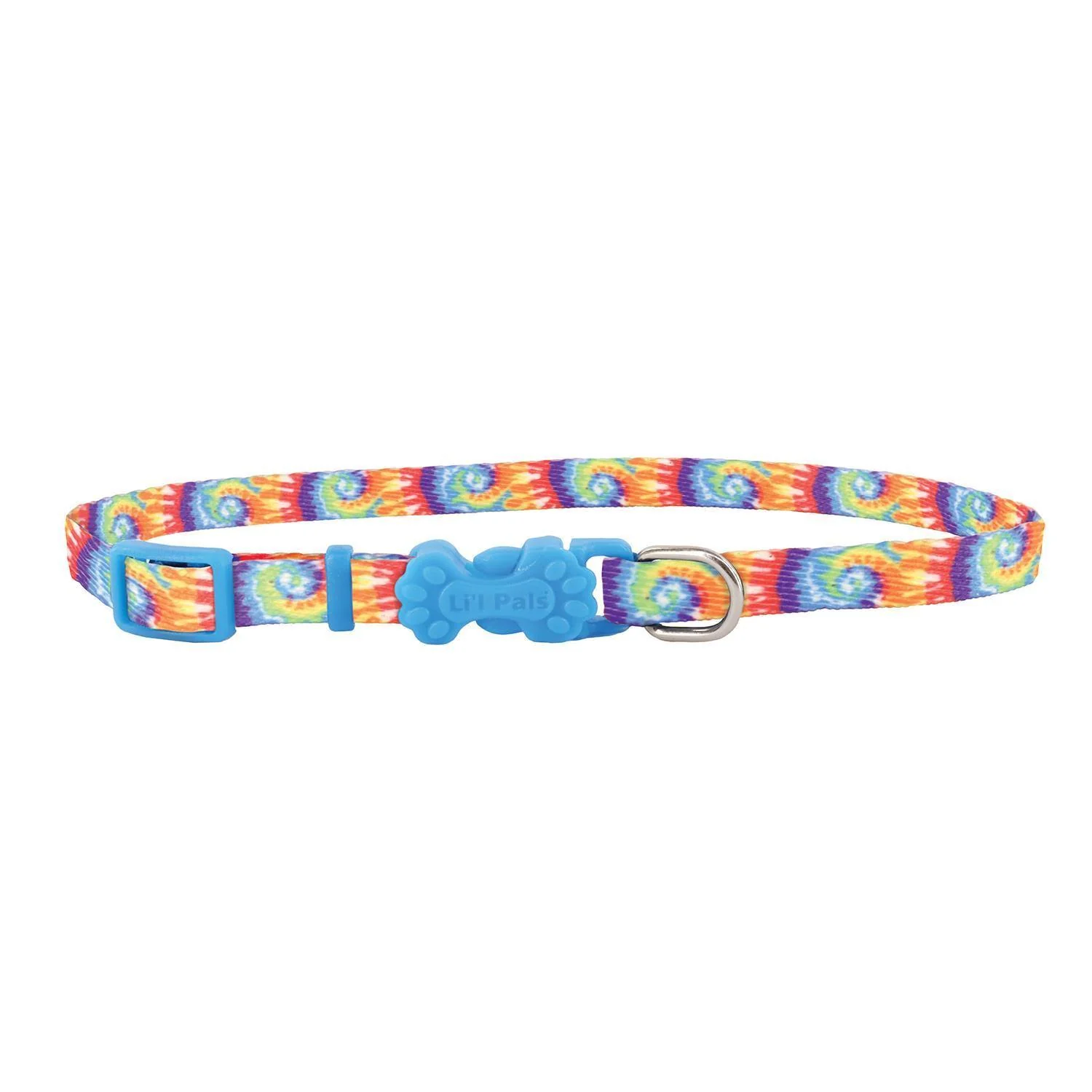 Lil Pals Adjustable Patterned Collar - Bright Tie Dye 3/8in x 8-12in