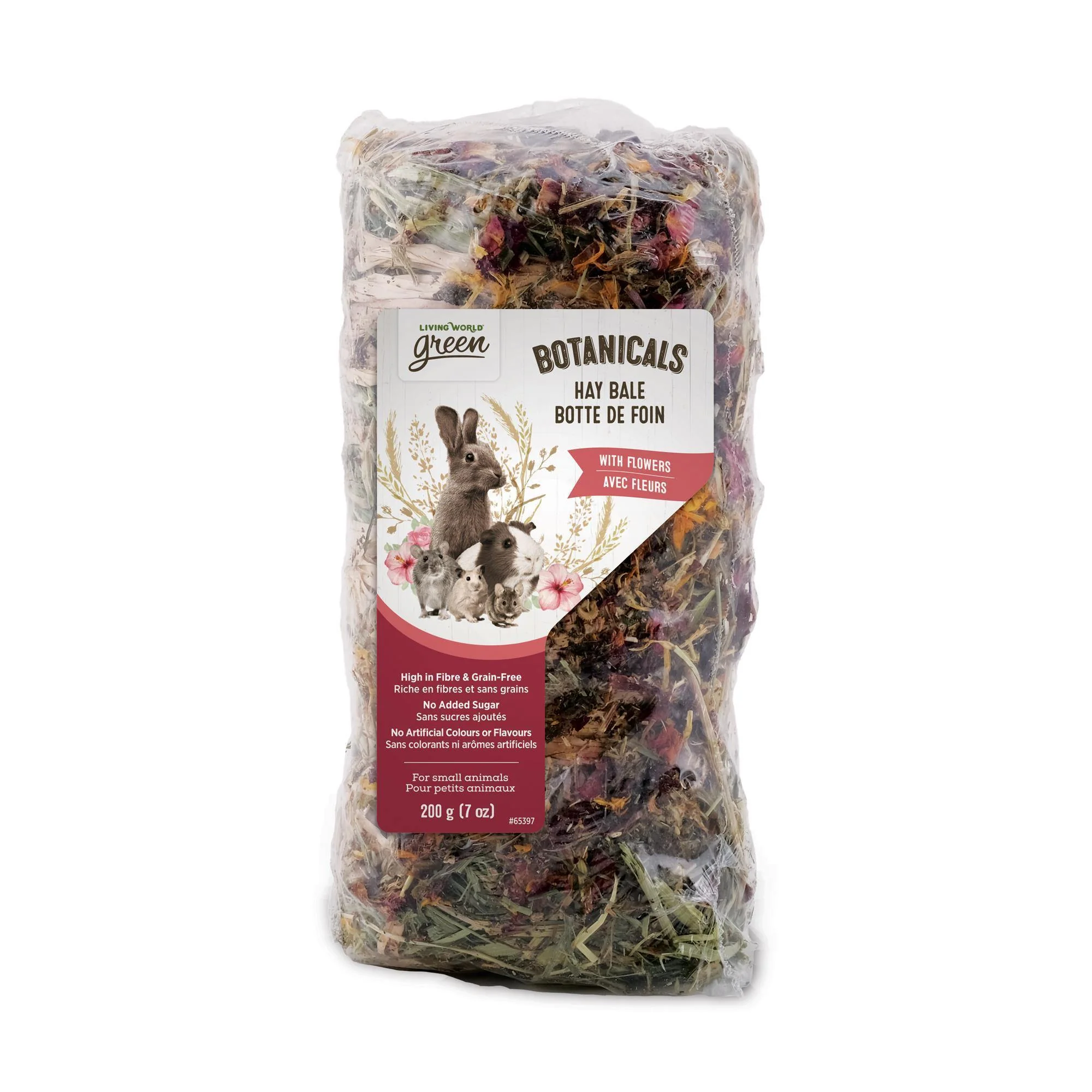 Living World Green Botanical Hay Bale - Flowers 200g
