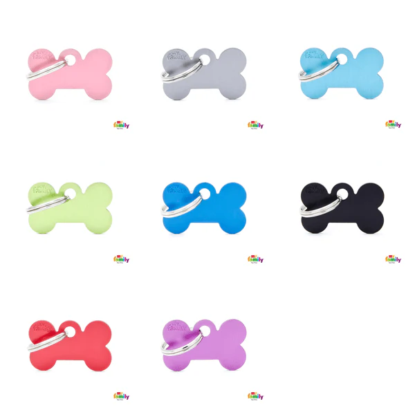 My Family Small Bone Aluminum Pet ID Tag