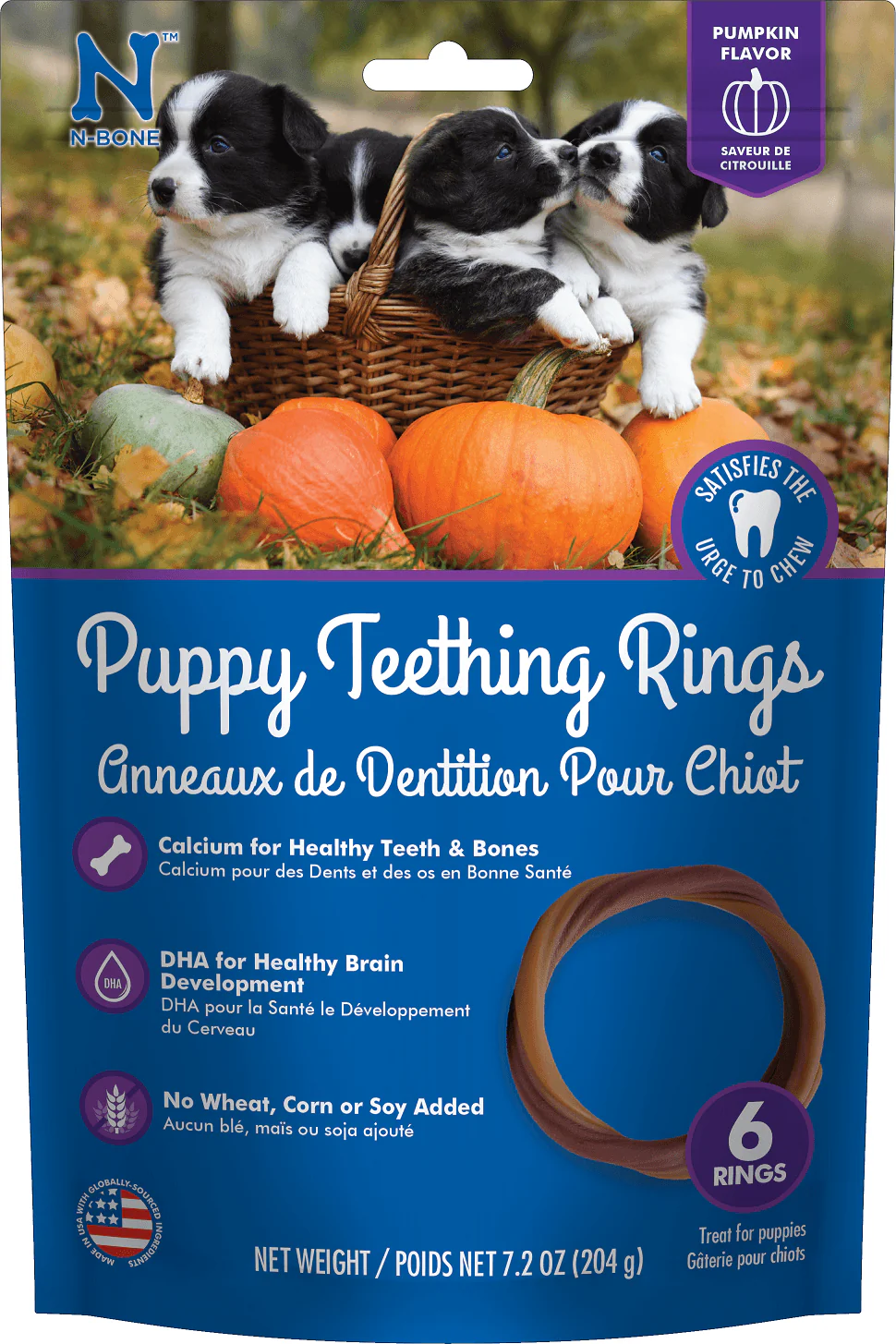 N-Bone Puppy Teething Ring 6-Pack - Pumpkin