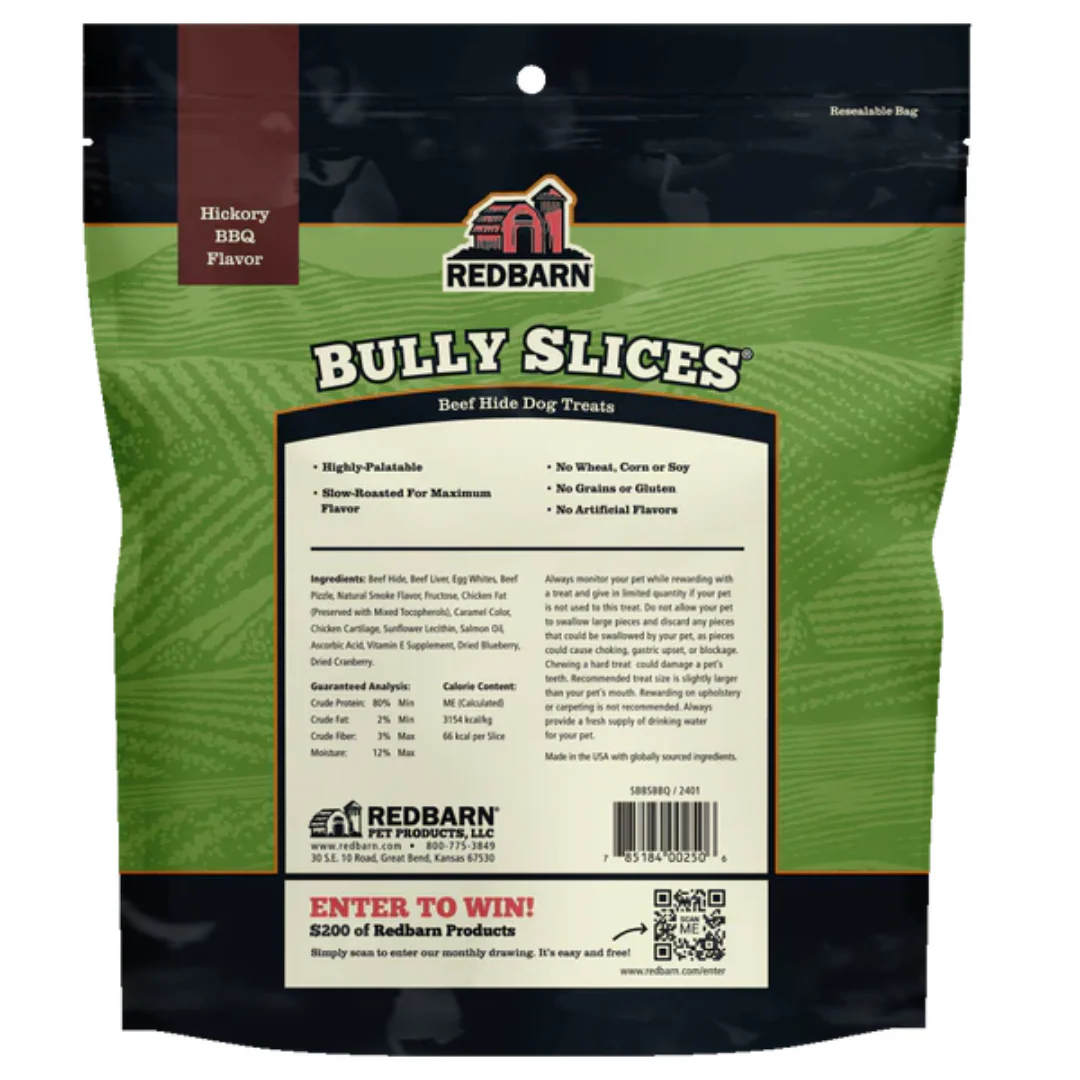Redbarn Bully Slices Hickory BBQ Flavor Beef Hide Dog Treats 255g - Image 2