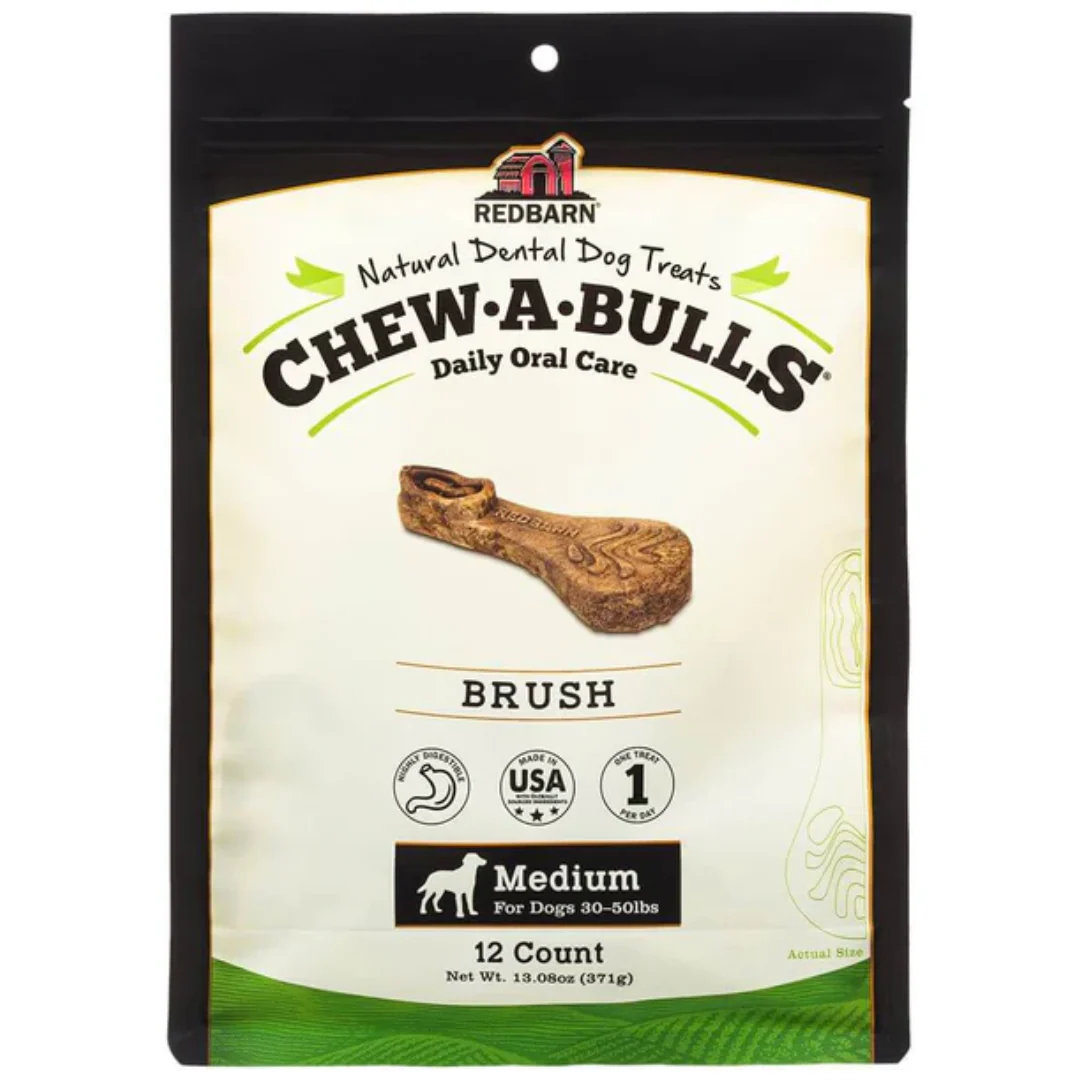 Redbarn Chew-A-Bulls Brush Dental Dog Treats Medium 371g