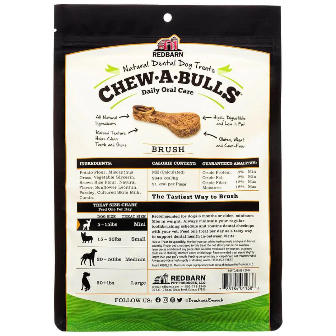Redbarn Chew-A-Bulls Brush Dental Dog Treats Medium 371g - Image 2