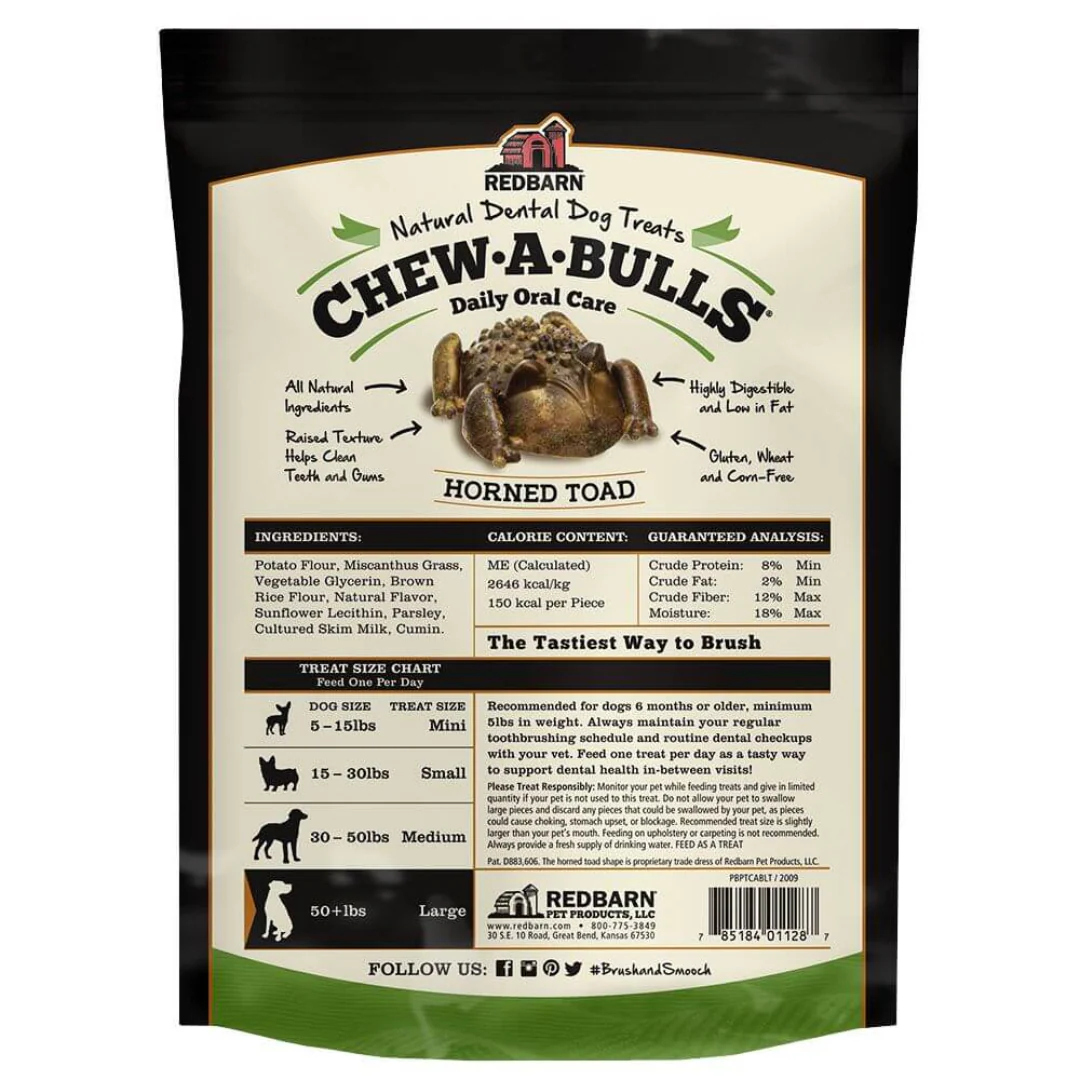 Redbarn Chew-A-Bulls Horned Toad Dental Dog Treats Medium 343g - Image 2