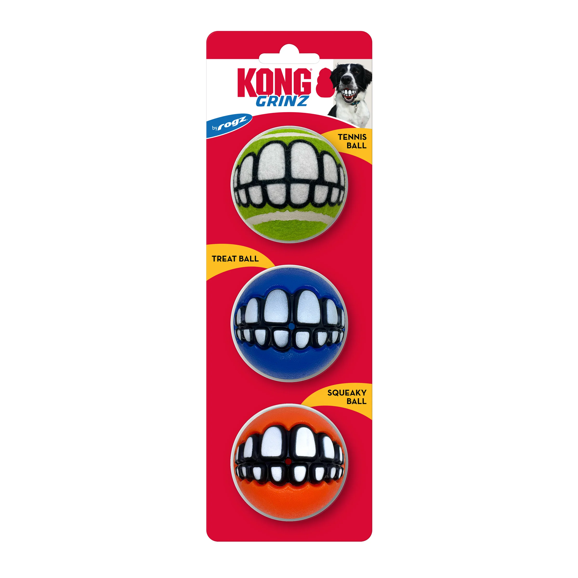 Kong Grinz by Rogz Variety Balls Dog Toy - Image 3