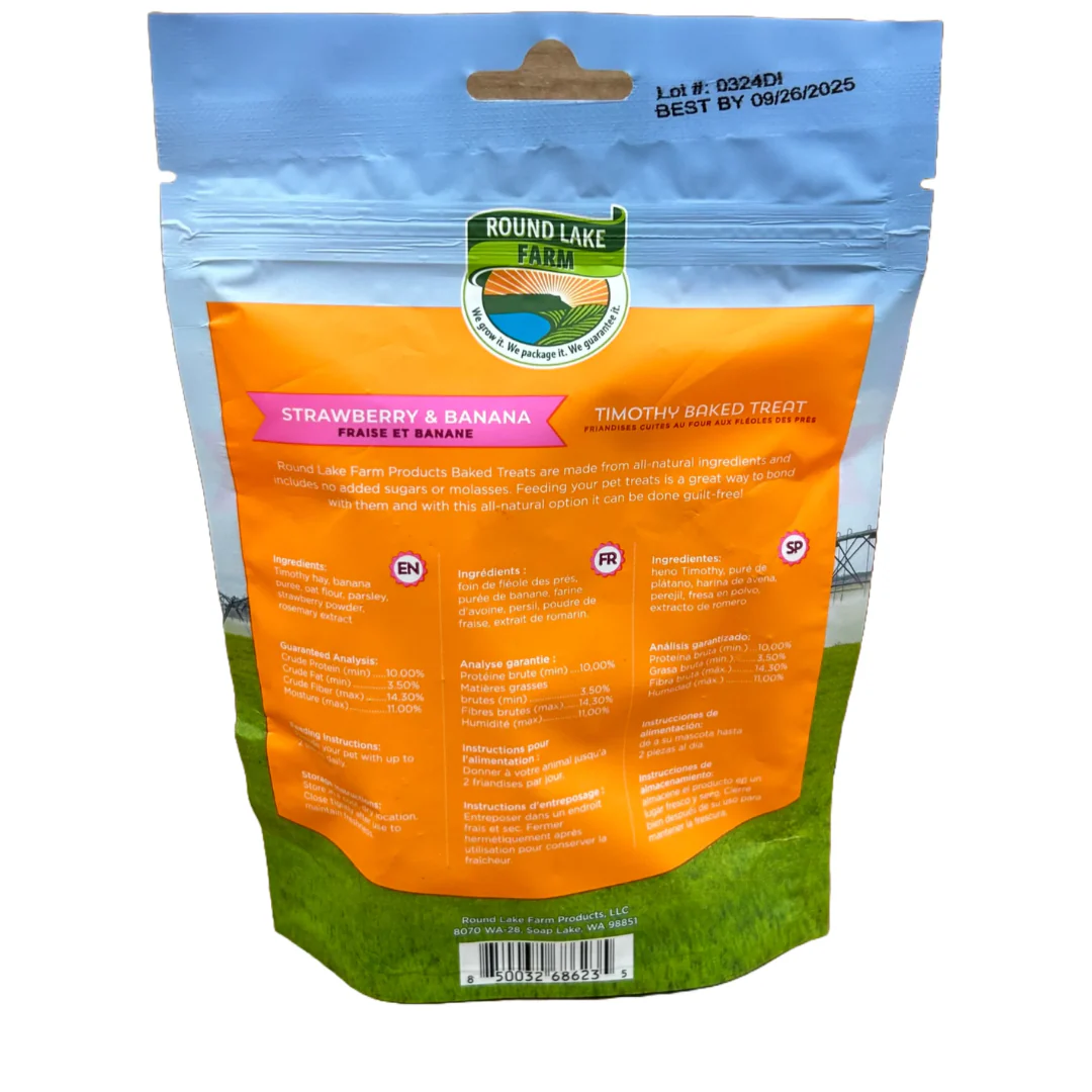 Round Lake Farm Strawberry & Banana Timothy Baked Treat 85g - Image 2