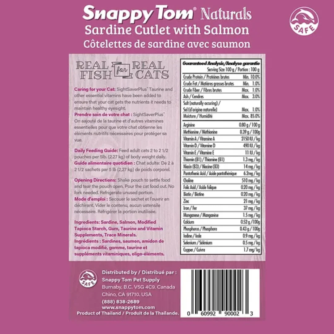Snappy Tom Naturals Sardine Cutlet with Salmon Cat Food 100g - Image 3