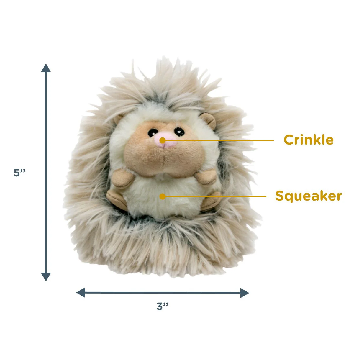 Tall Tails Real Feel Fluffy Baby Hedgehog with Squeaker Plush Dog Toy - Image 2