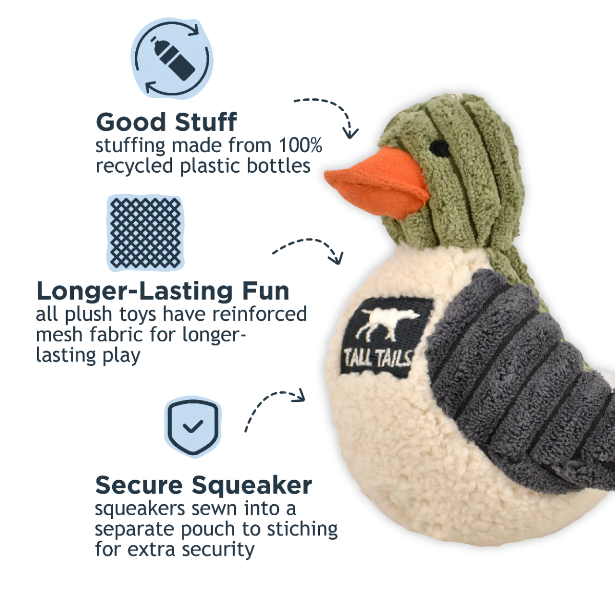 Tall Tails Duckling with Squeaker Plush Dog Toy - Image 3