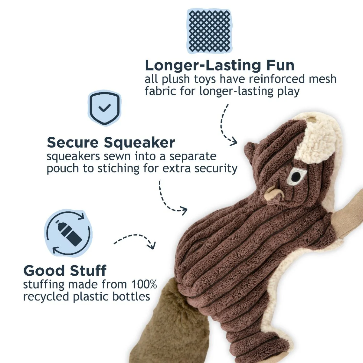 Tall Tails Squirrel with Squeaker Plush Dog Toy - Image 3