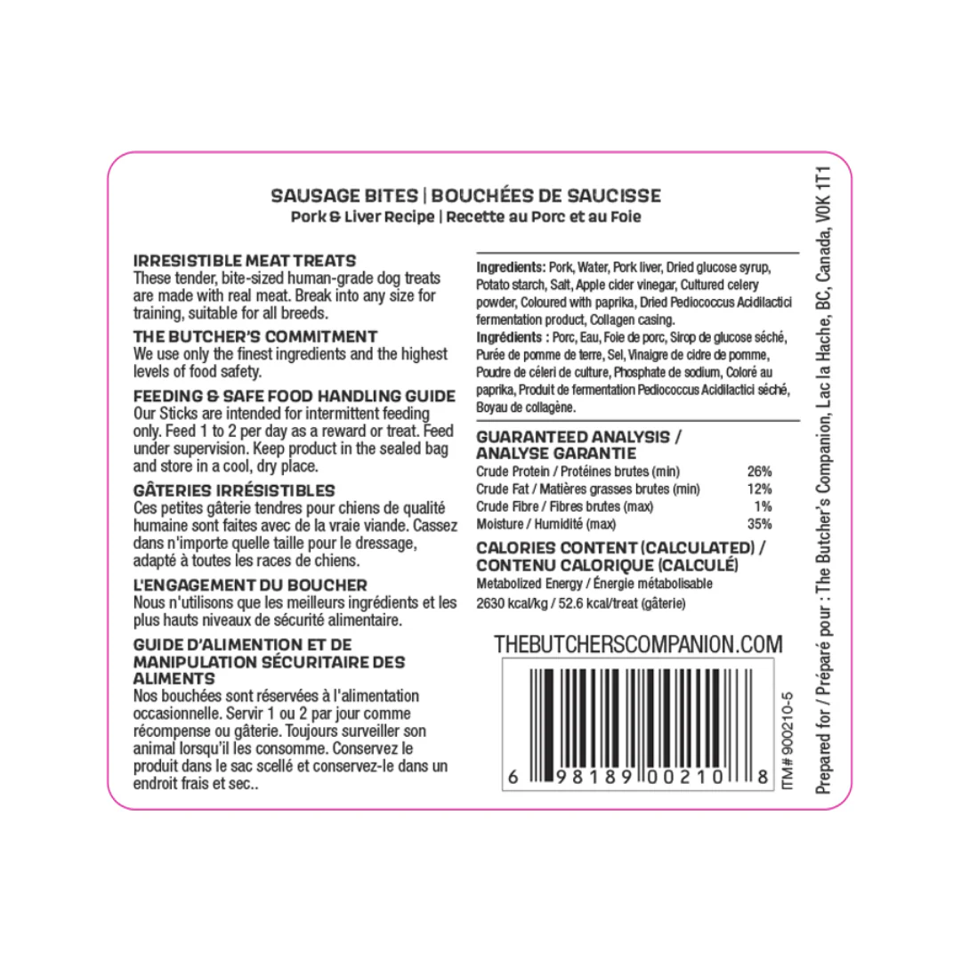 The Butcher's Companion Sausage Bites - Pork & Liver Recipe 250g - Image 2