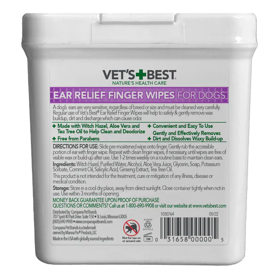 Vet's Best Ear Relief Finger Wipes for Dogs 50ct - Image 2