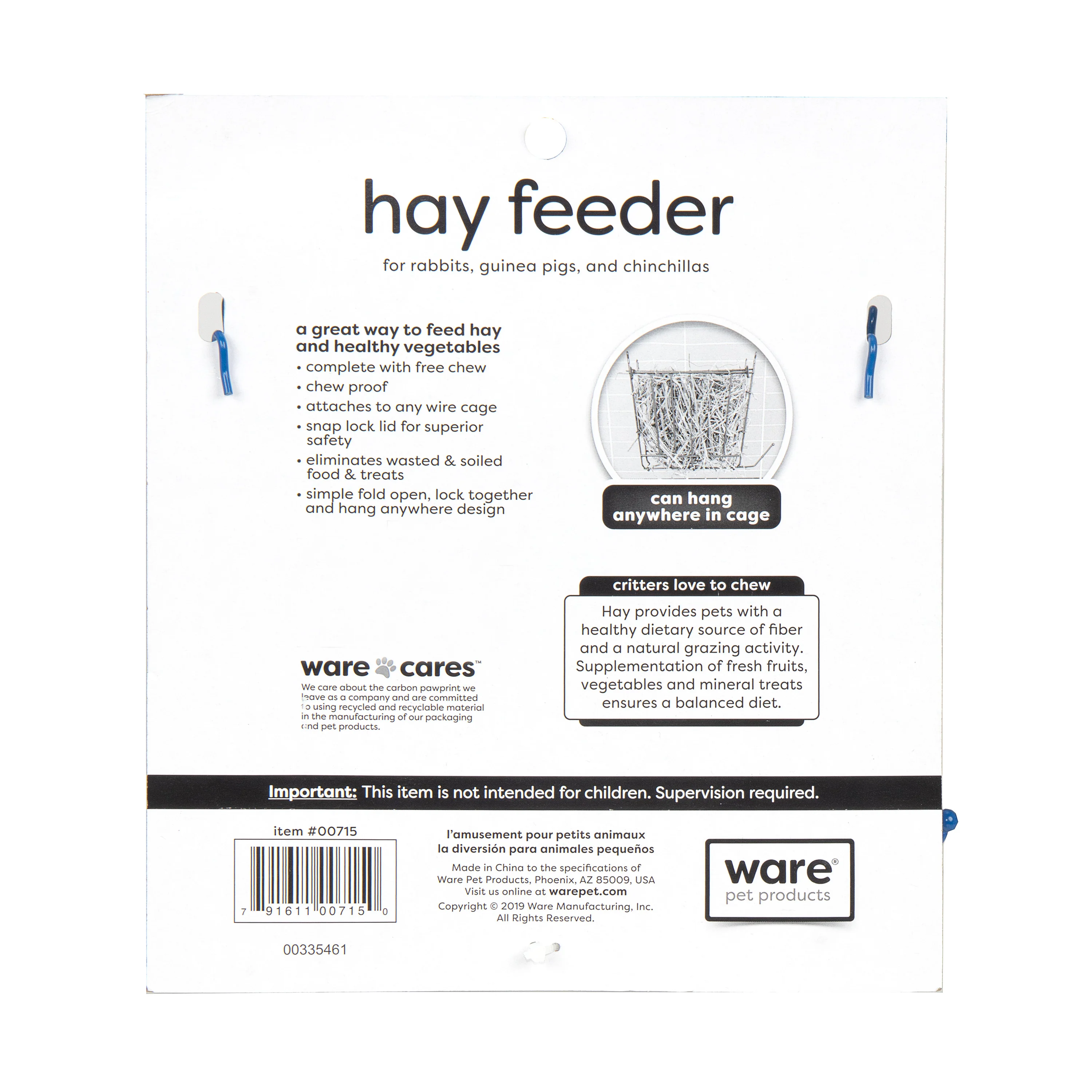 Ware Pet Products Hay Feeder w/Free Chew - Image 2