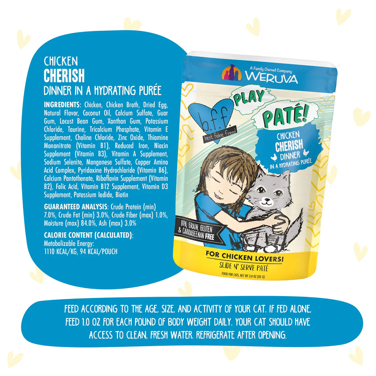 Weruva BFF Play Paté Chicken Cherish Wet Cat Food Pouch 85g - Image 3