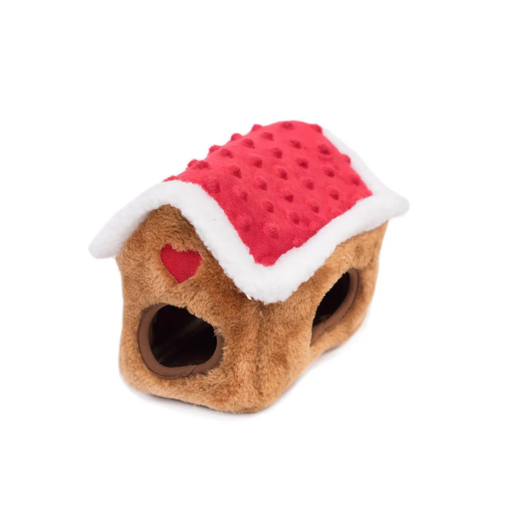 ZippyPaws Holiday Burrow Gingerbread House Plush Dog Toy - Image 3