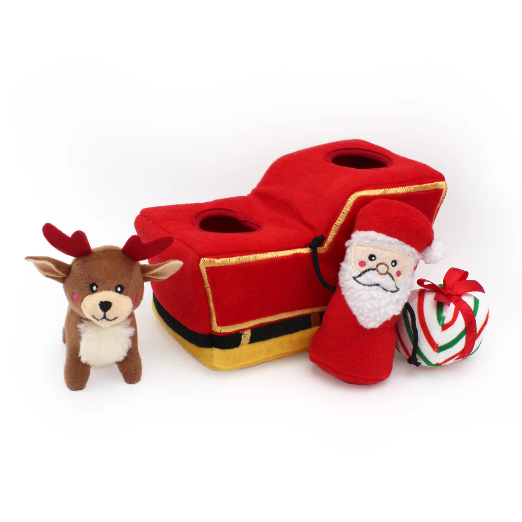 ZippyPaws Holiday Burrow Santa’s Sleigh Plush Dog Toy - Image 3