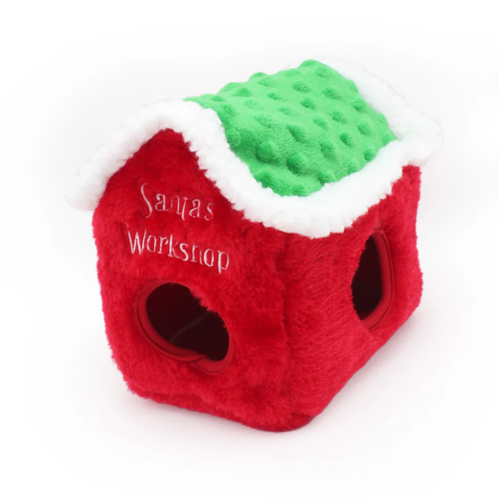 ZippyPaws Holiday Burrow Santa’s Workshop Plush Dog Toy - Image 3