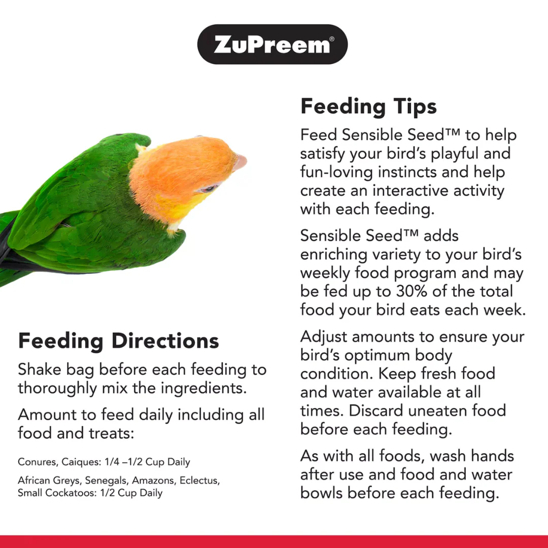 ZuPreem Sensible Seed Food for Parrots & Conures 907g - Image 3