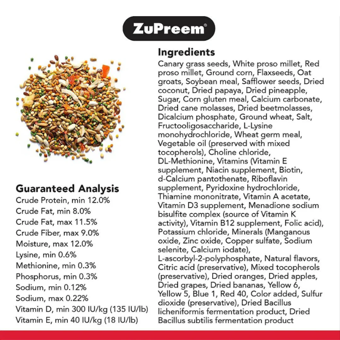 ZuPreem Smart Selects Food for Very Small Birds 907g - Image 3